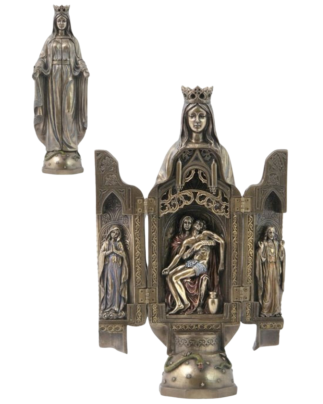 Lady Of Grace With Polyptych Sculpture Of Pieta