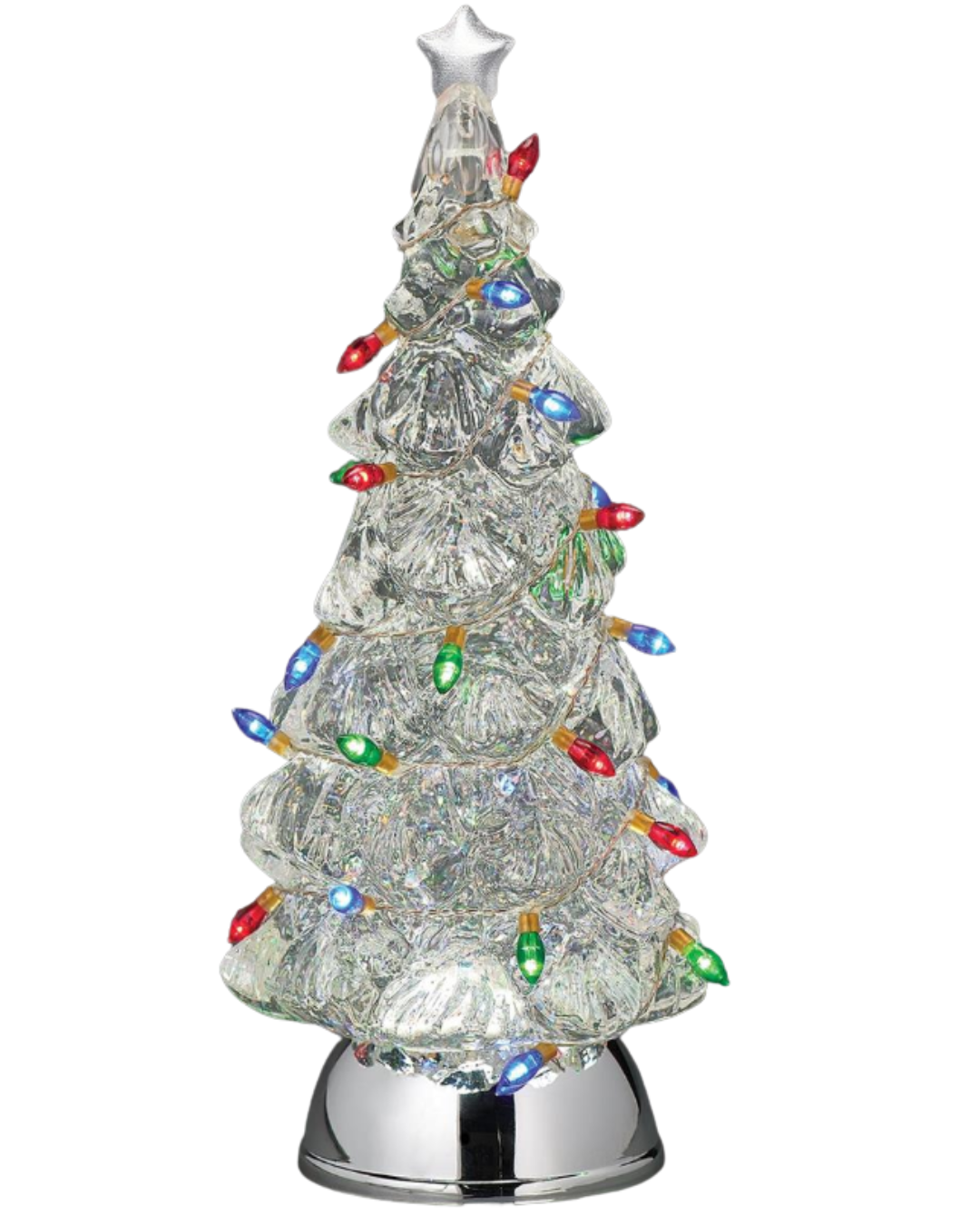 Lighted Swirl Tree with Lighted String Bulbs