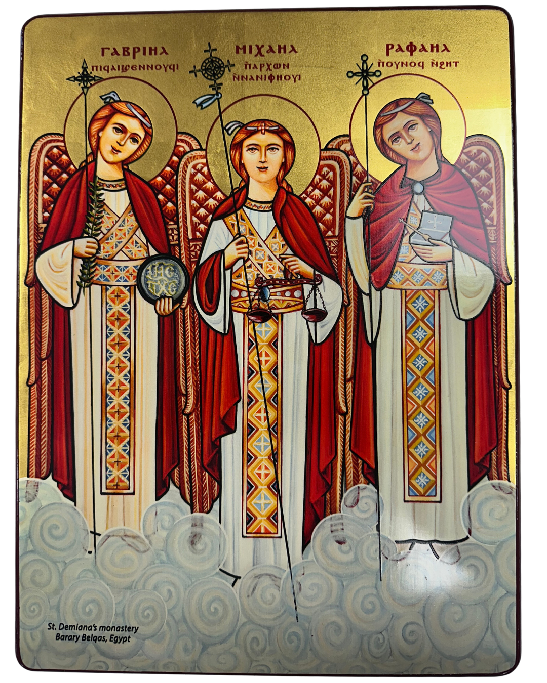 Coptic Icon of Archangel Michael, Gabriel and Raphael