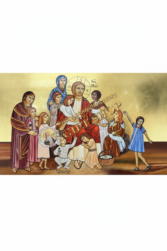 Coptic Icon of Jesus & the Children - padded portrait