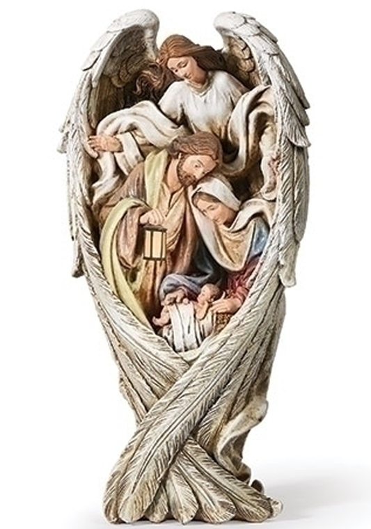 HOLY FAMILY WRAPPED IN ANGEL WINGS