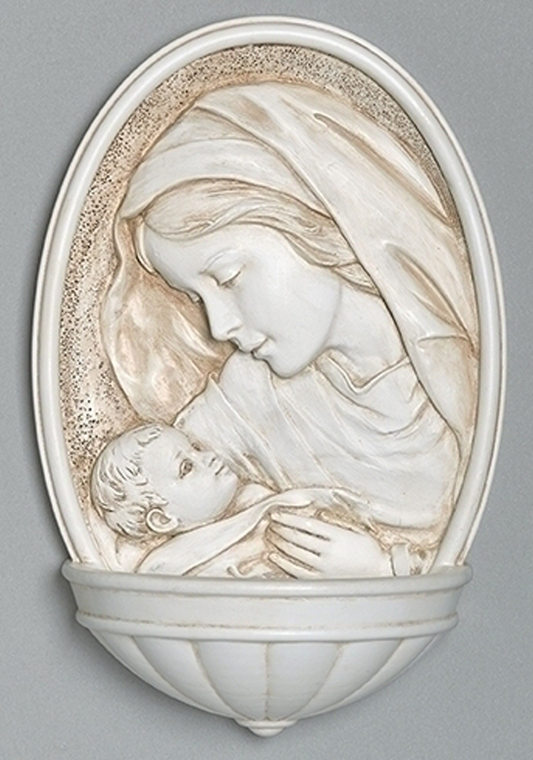 WHITE MADONNA & CHILD WATER FONT; RENAISSANCE COLL