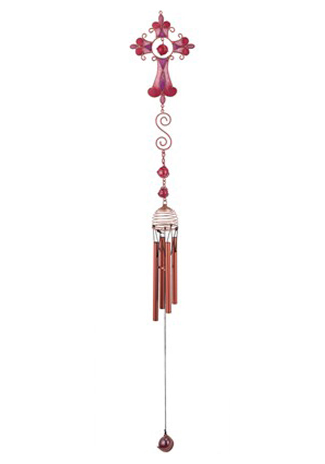 Pink Cross Copper Gem Chime